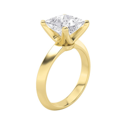 3CTW Princess Shaped Lab Grown Diamond (F/VS) Knife Edge Shank Solitaire Engagement Ring in 14K Gold