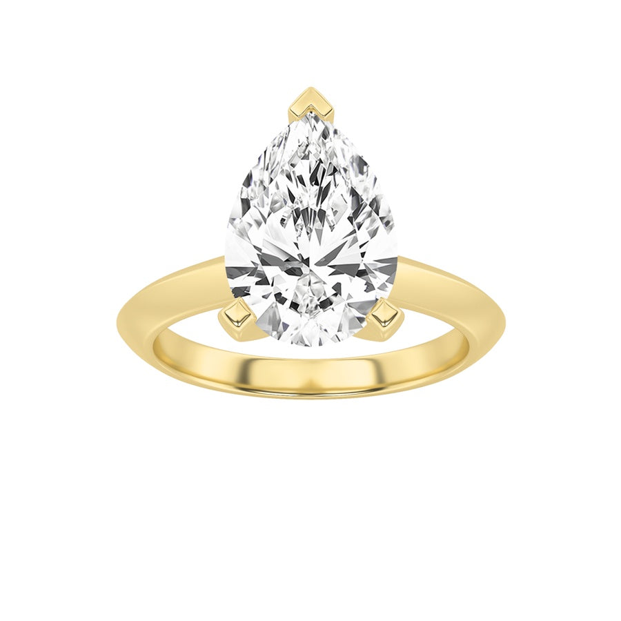 1CTW Pear Shaped Lab Grown Diamond (F/VS) Knife Edge Shank Solitaire Engagement Ring in 14K Gold