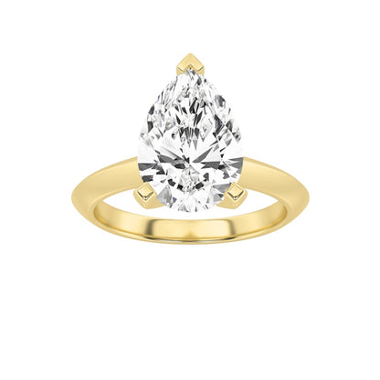 1CTW Pear Shaped Lab Grown Diamond (F/VS) Knife Edge Shank Solitaire Engagement Ring in 14K Gold