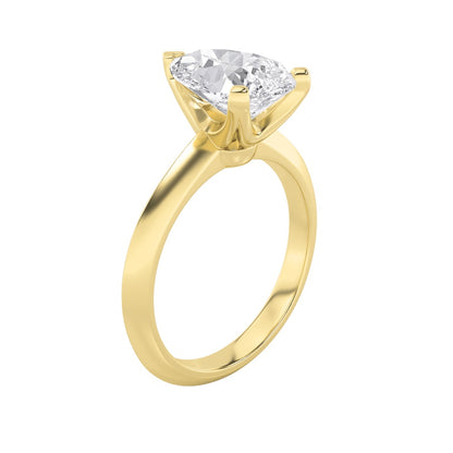 1CTW Pear Shaped Lab Grown Diamond (F/VS) Knife Edge Shank Solitaire Engagement Ring in 14K Gold