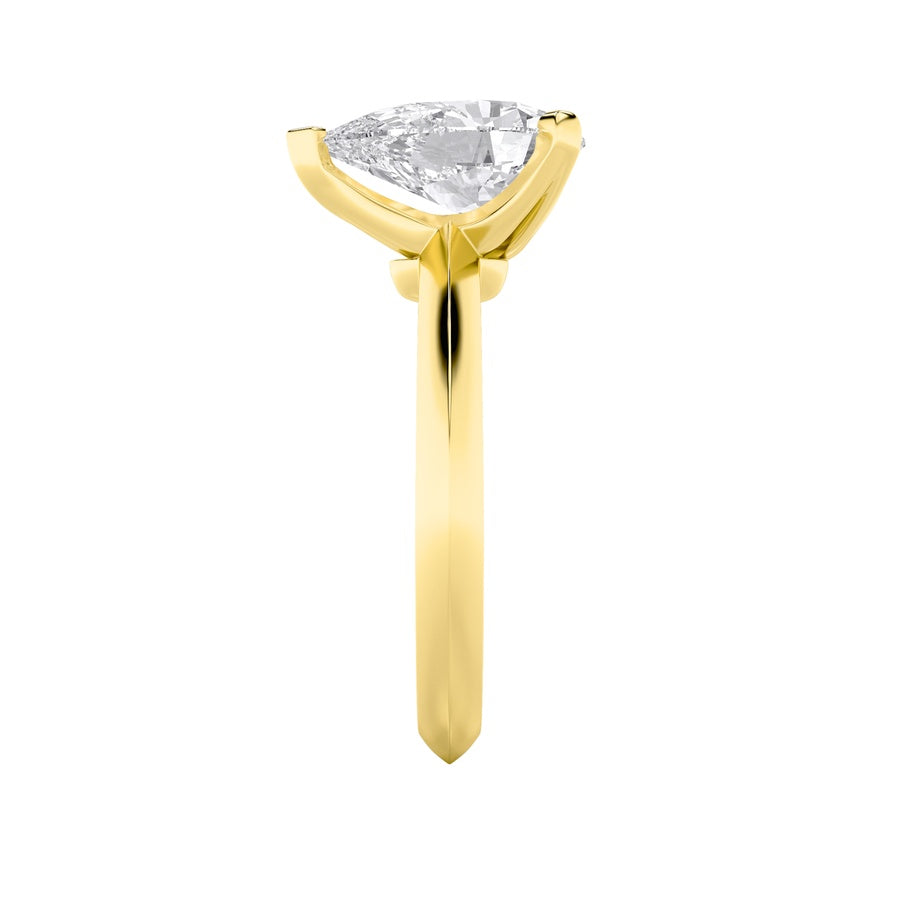 1CTW Pear Shaped Lab Grown Diamond (F/VS) Knife Edge Shank Solitaire Engagement Ring in 14K Gold