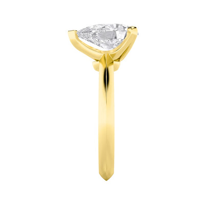 1CTW Pear Shaped Lab Grown Diamond (F/VS) Knife Edge Shank Solitaire Engagement Ring in 14K Gold