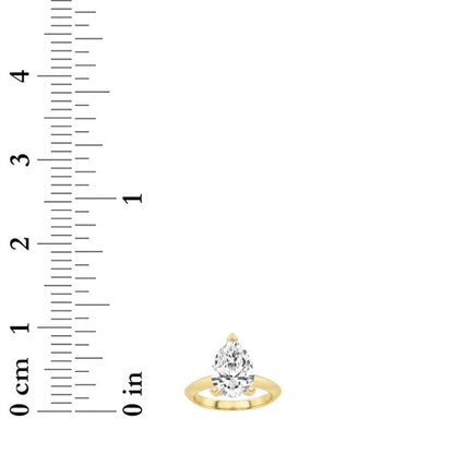 1CTW Pear Shaped Lab Grown Diamond (F/VS) Knife Edge Shank Solitaire Engagement Ring in 14K Gold