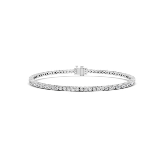 2 Cttw Four Prong Classic Tennis Bracelet in 14K White Gold Over Sterling Silver