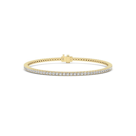 2 Cttw Four Prong Classic Tennis Bracelet in 14K Yellow Gold Over Sterling Silver