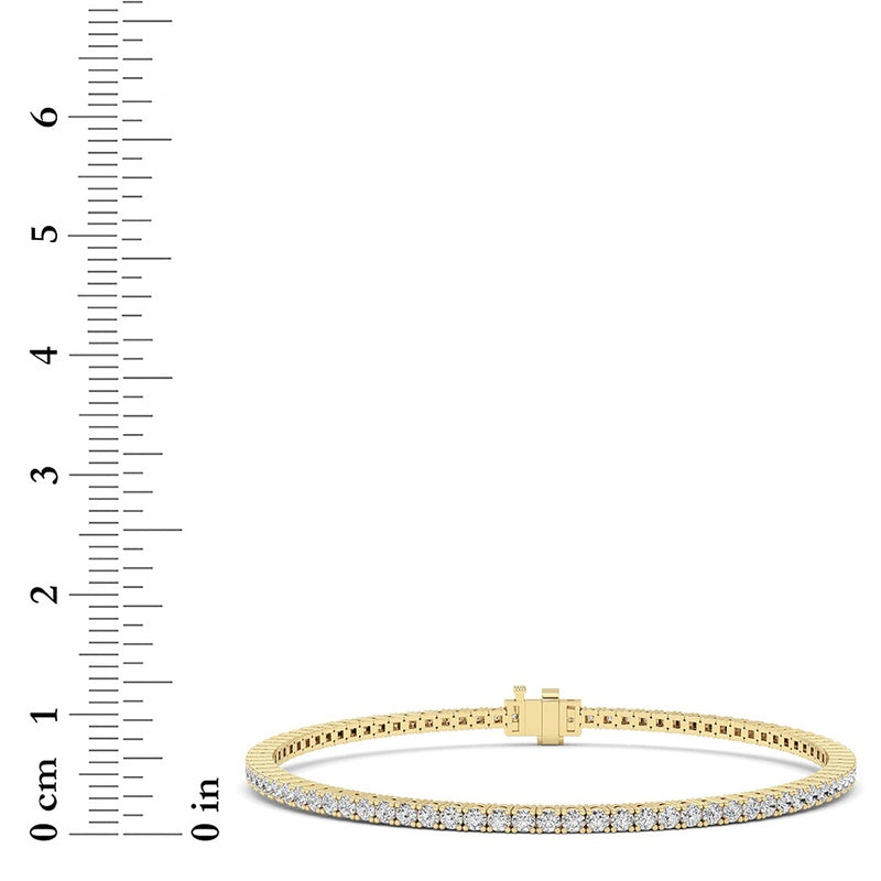 2 Cttw Four Prong Classic Tennis Bracelet in 14K Yellow Gold Over Sterling Silver