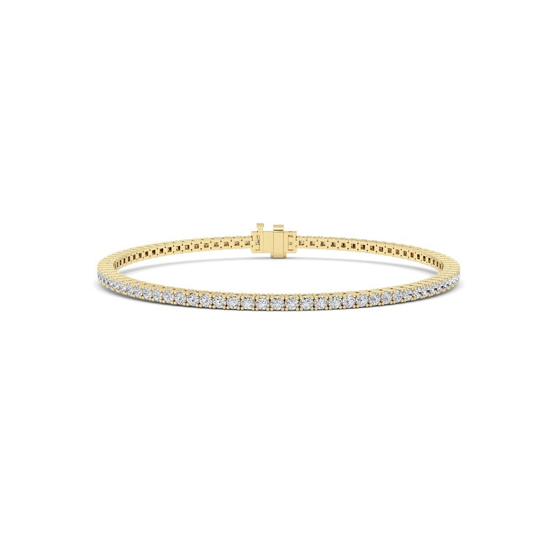 3 Cttw Four Prong Classic Tennis Bracelet in 14K Yellow Gold Over Sterling Silver