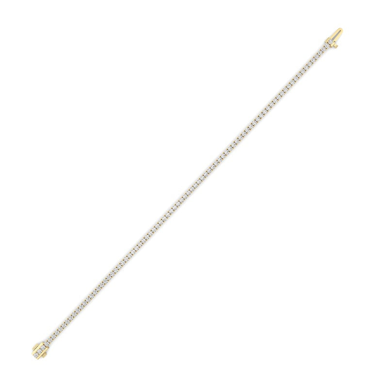 3 Cttw Four Prong Classic Tennis Bracelet in 14K Yellow Gold Over Sterling Silver