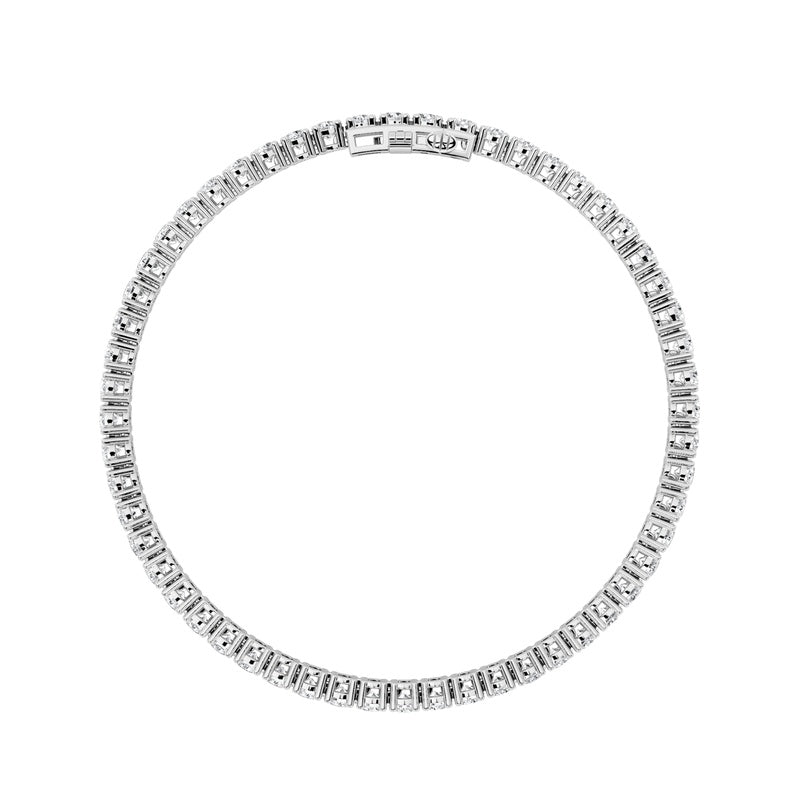 5 Cttw Four Prong Classic Tennis Bracelet in 14K White Gold Over Sterling Silver