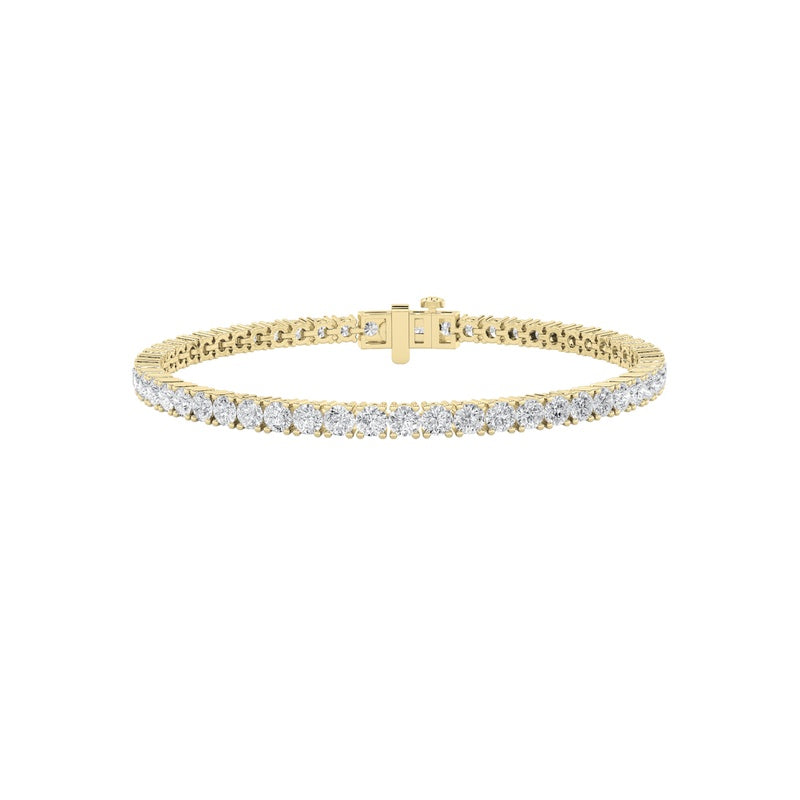 5 Cttw Four Prong Classic Tennis Bracelet in 14K Yellow Gold Over Sterling Silver