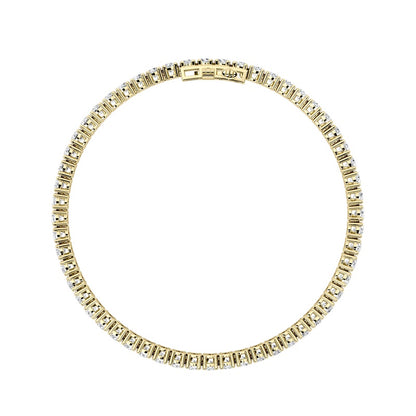 5 Cttw Four Prong Classic Tennis Bracelet in 14K Yellow Gold Over Sterling Silver