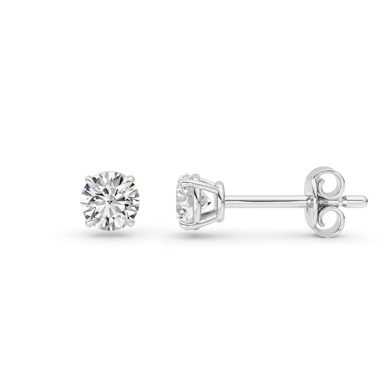 0.5 Cttw Round Brilliant Stud Earrings in 14K White Gold Over Sterling Silver