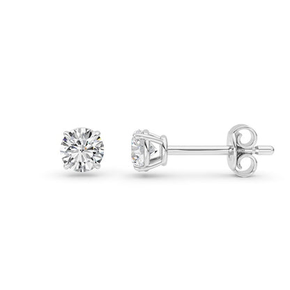 0.5 Cttw Round Brilliant Stud Earrings in 14K White Gold Over Sterling Silver