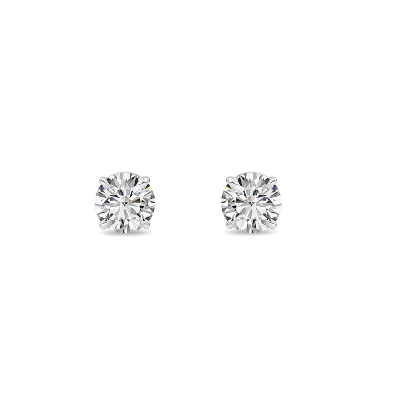 0.5 Cttw Round Brilliant Stud Earrings in 14K White Gold Over Sterling Silver