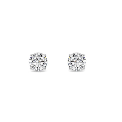 0.5 Cttw Round Brilliant Stud Earrings in 14K White Gold Over Sterling Silver