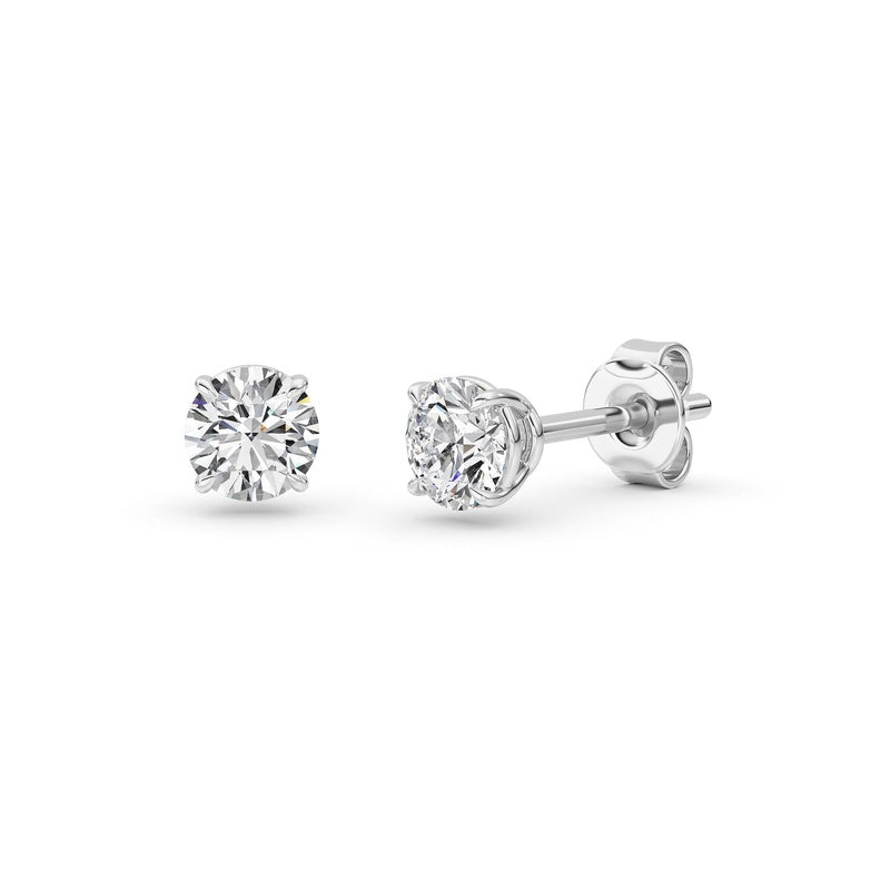 0.5 Cttw Round Brilliant Stud Earrings in 14K White Gold Over Sterling Silver