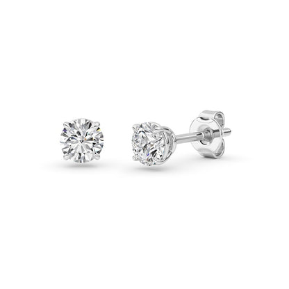 0.5 Cttw Round Brilliant Stud Earrings in 14K White Gold Over Sterling Silver