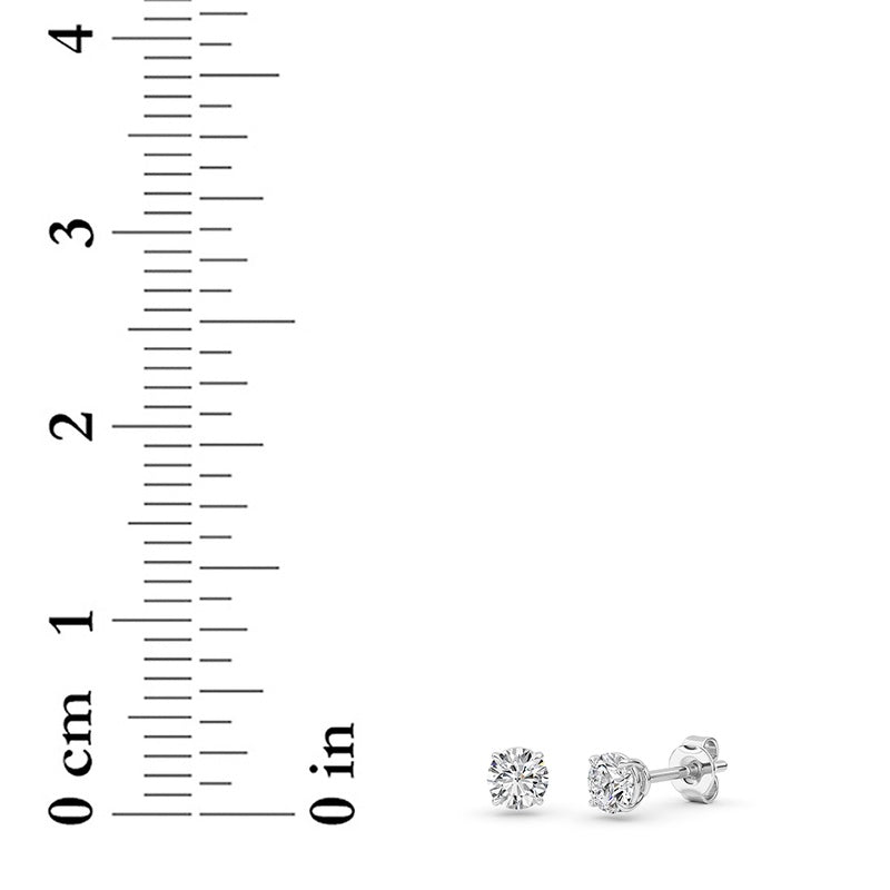 0.5 Cttw Round Brilliant Stud Earrings in 14K White Gold Over Sterling Silver