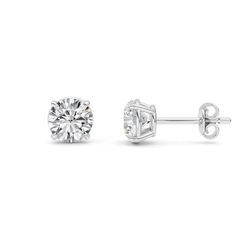 1 Cttw Round Brilliant Stud Earrings in 14K White Gold Over Sterling Silver