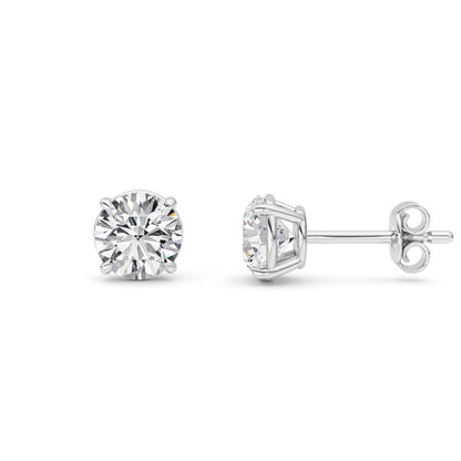 1 Cttw Round Brilliant Stud Earrings in 14K White Gold Over Sterling Silver
