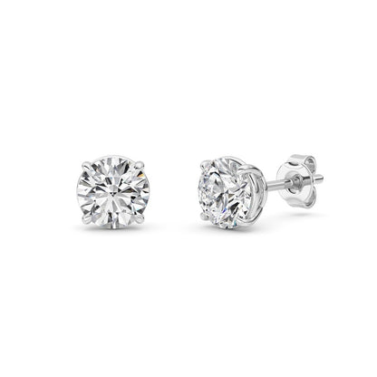 1 Cttw Round Brilliant Stud Earrings in 14K White Gold Over Sterling Silver
