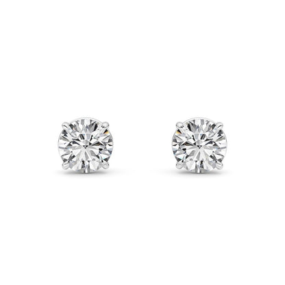 1 Cttw Round Brilliant Stud Earrings in 14K White Gold Over Sterling Silver