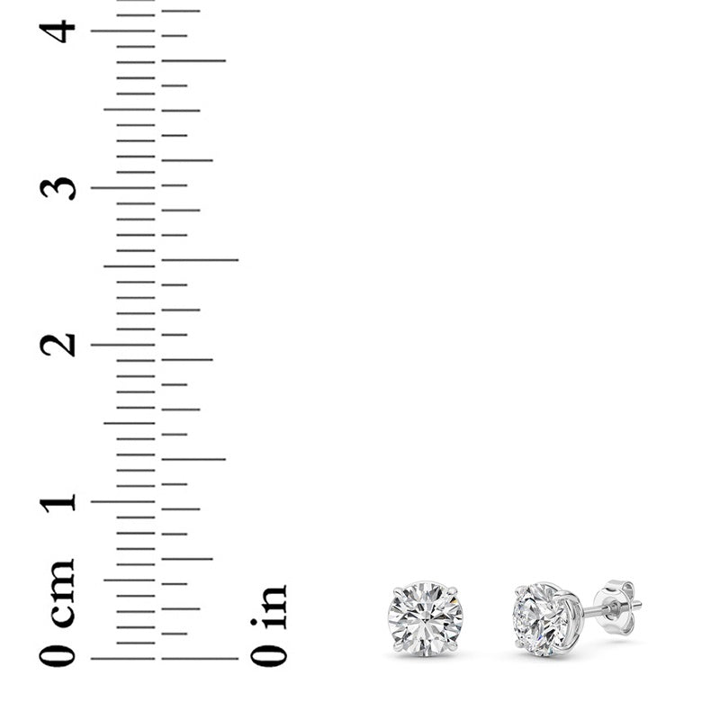 1 Cttw Round Brilliant Stud Earrings in 14K White Gold Over Sterling Silver