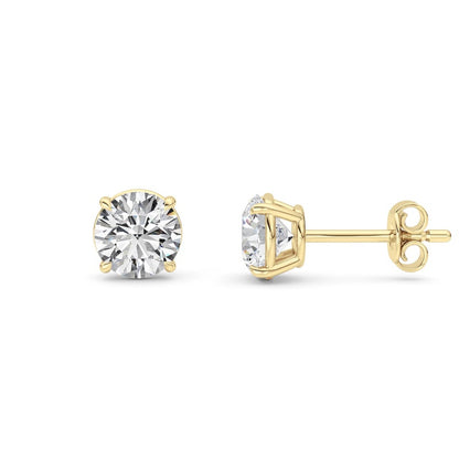 1 Cttw Round Brilliant Stud Earrings in 14K White Gold Over Sterling Silver