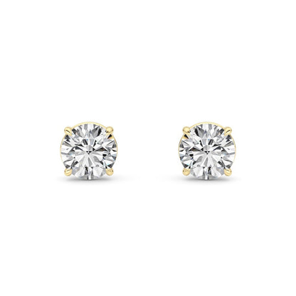 1 Cttw Round Brilliant Stud Earrings in 14K White Gold Over Sterling Silver