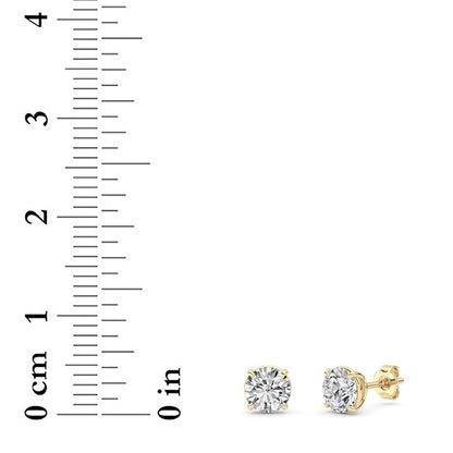 1 Cttw Round Brilliant Stud Earrings in 14K White Gold Over Sterling Silver