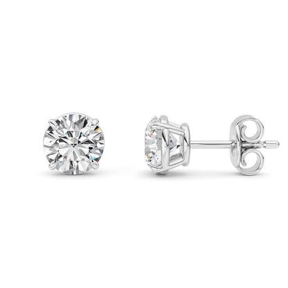 2 Cttw Round Brilliant Stud Earrings in 14K White Gold Over Sterling Silver