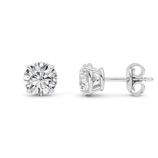 2 Cttw Round Brilliant Stud Earrings in 14K White Gold Over Sterling Silver