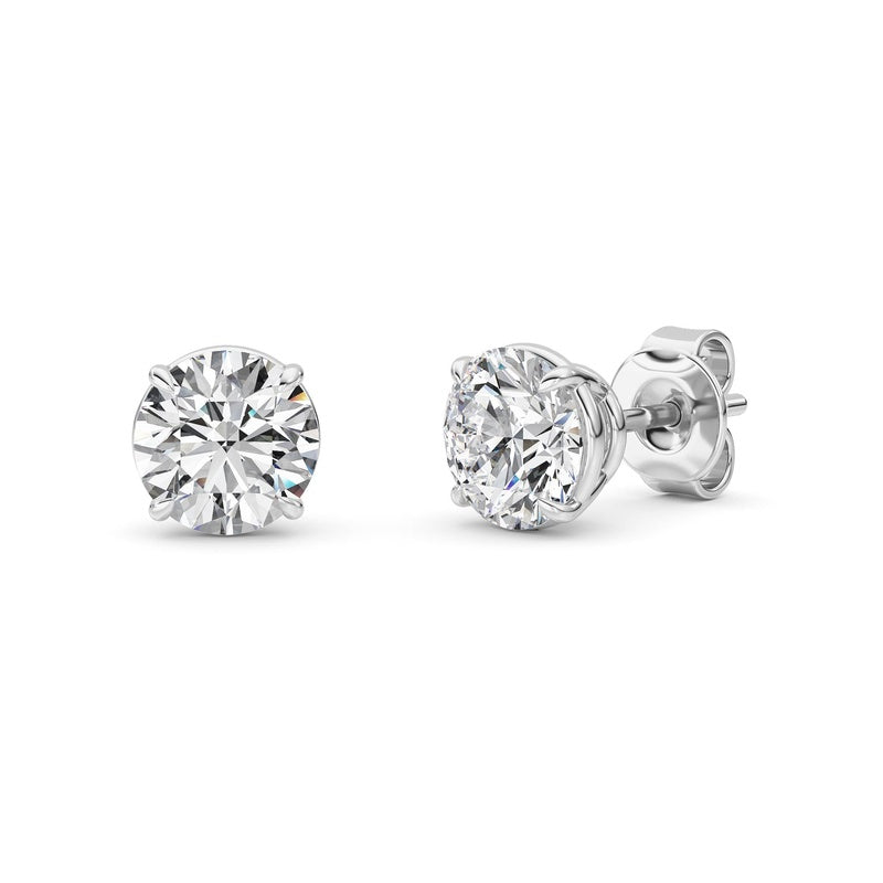 2 Cttw Round Brilliant Stud Earrings in 14K White Gold Over Sterling Silver