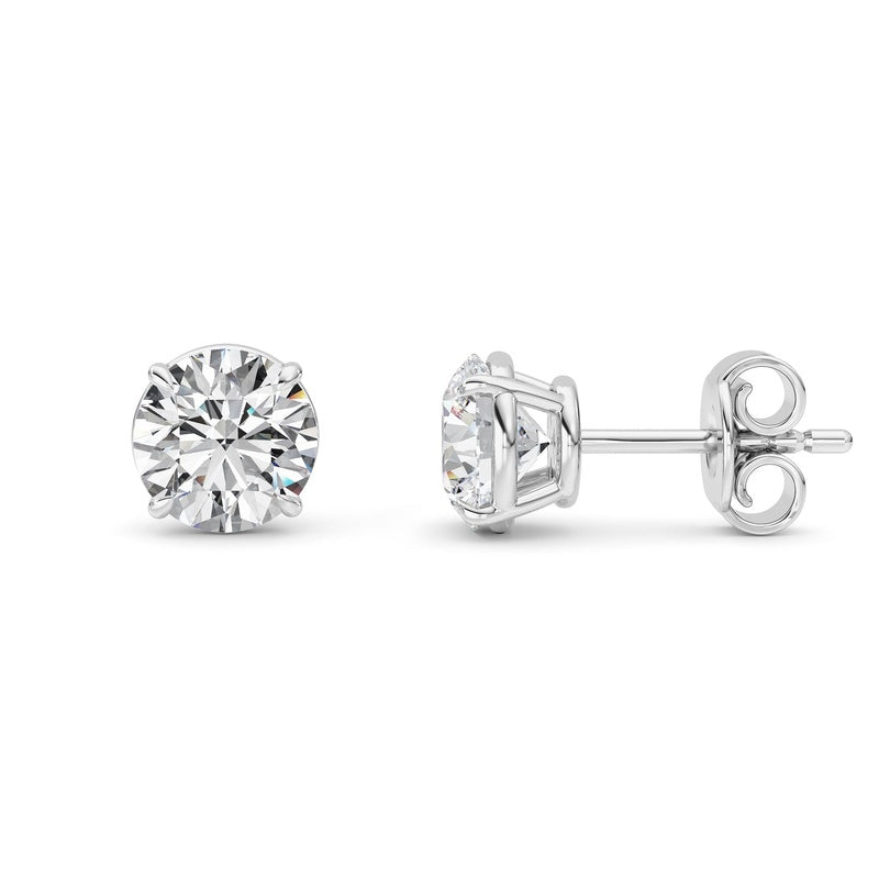 2 Cttw Round Brilliant Stud Earrings in 14K White Gold Over Sterling Silver
