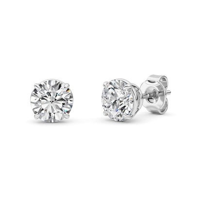 2 Cttw Round Brilliant Stud Earrings in 14K White Gold Over Sterling Silver