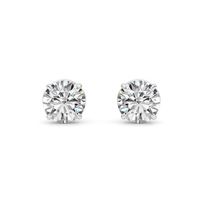2 Cttw Round Brilliant Stud Earrings in 14K White Gold Over Sterling Silver