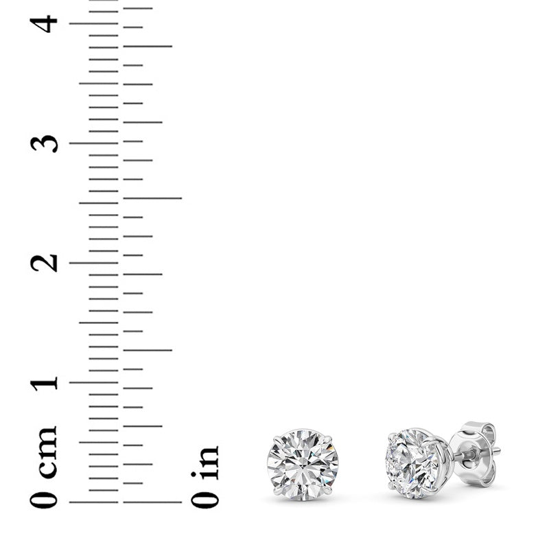 2 Cttw Round Brilliant Stud Earrings in 14K White Gold Over Sterling Silver