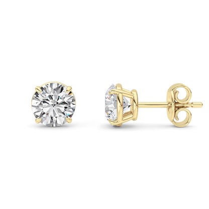 2 Cttw Round Brilliant Stud Earrings in 14K White Gold Over Sterling Silver