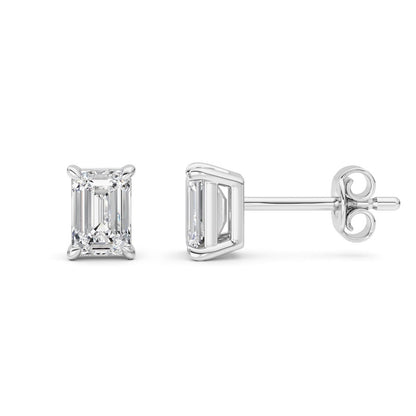 1 Cttw Four Prong Classic Stud Earrings in 14K White Gold Over Sterling Silver