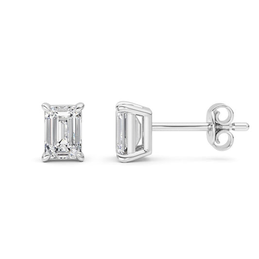 1 Cttw Four Prong Classic Stud Earrings in 14K White Gold Over Sterling Silver