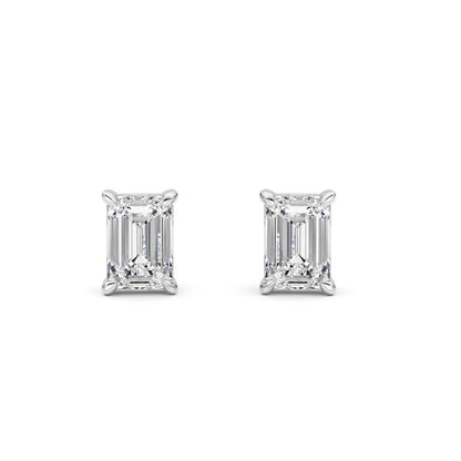 1 Cttw Four Prong Classic Stud Earrings in 14K White Gold Over Sterling Silver