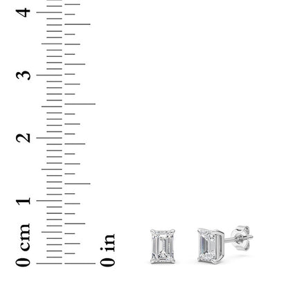 1 Cttw Four Prong Classic Stud Earrings in 14K White Gold Over Sterling Silver