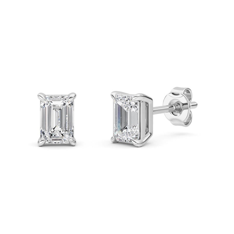 1 Cttw Four Prong Classic Stud Earrings in 14K White Gold Over Sterling Silver