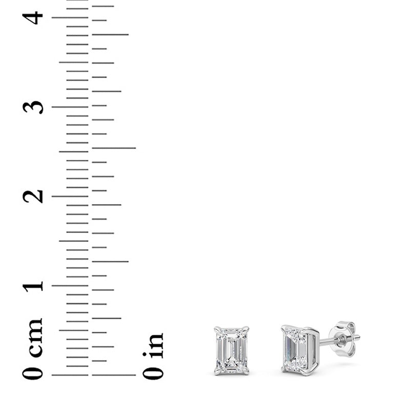 1 Cttw Four Prong Classic Stud Earrings in 14K White Gold Over Sterling Silver