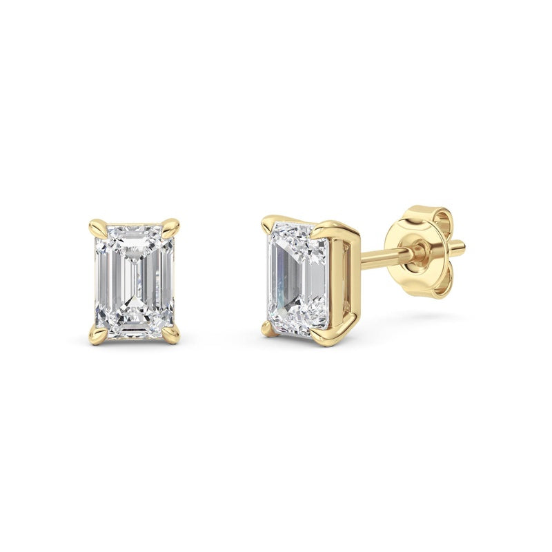 1 Cttw Four Prong Classic Stud Earrings in 14K White Gold Over Sterling Silver
