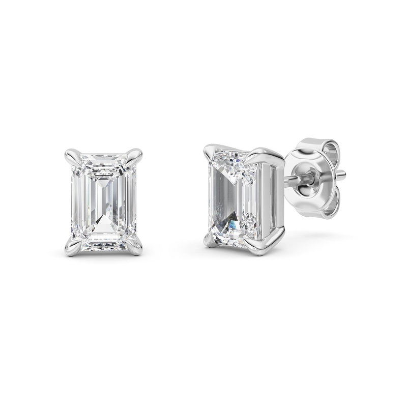 2 Cttw Four Prong Classic Stud Earrings in 14K White Gold Over Sterling Silver