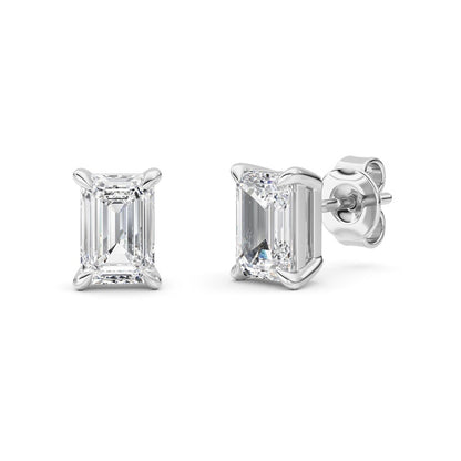 2 Cttw Four Prong Classic Stud Earrings in 14K White Gold Over Sterling Silver