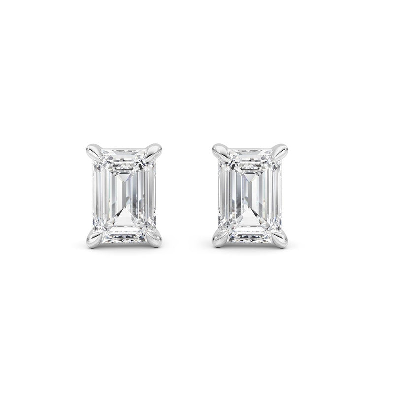2 Cttw Four Prong Classic Stud Earrings in 14K White Gold Over Sterling Silver
