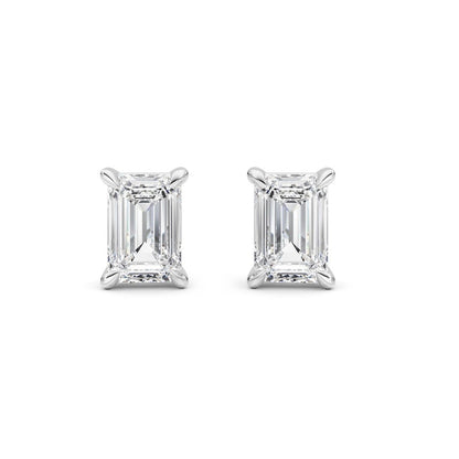 2 Cttw Four Prong Classic Stud Earrings in 14K White Gold Over Sterling Silver