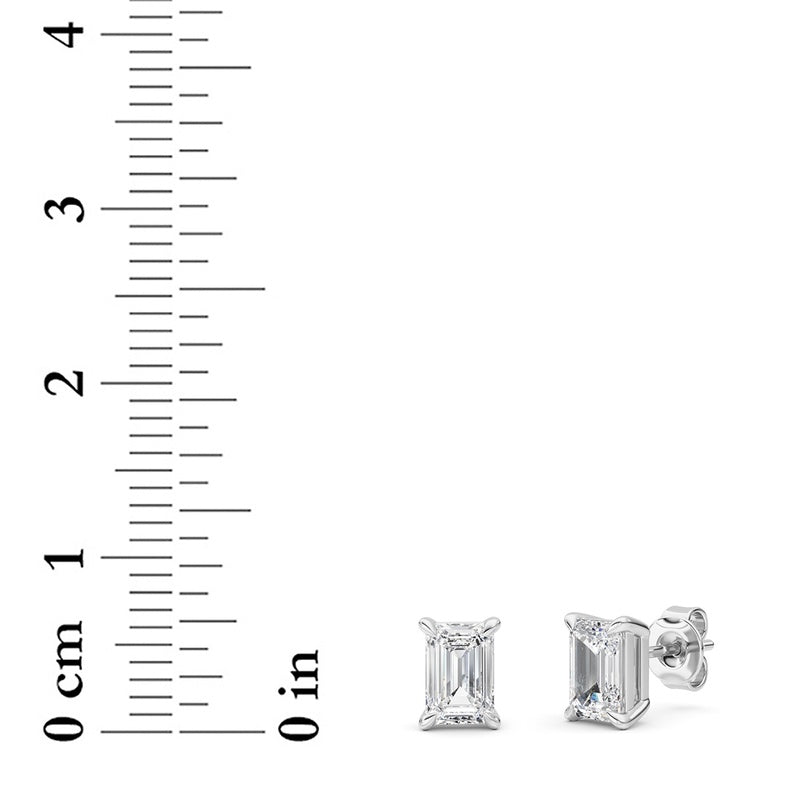 2 Cttw Four Prong Classic Stud Earrings in 14K White Gold Over Sterling Silver